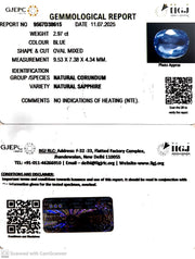 2.97/CT Natural Blue Sapphire with Govt Lab Certificate ( 34410)